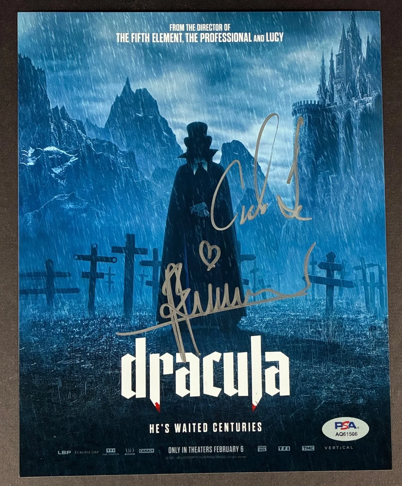 Luc Besson, Caleb Landry Jones — LUC BESSON CALEB LANDRY JONES SIGNED 8x10 PHOTO PSA DNA DRACULA CAST