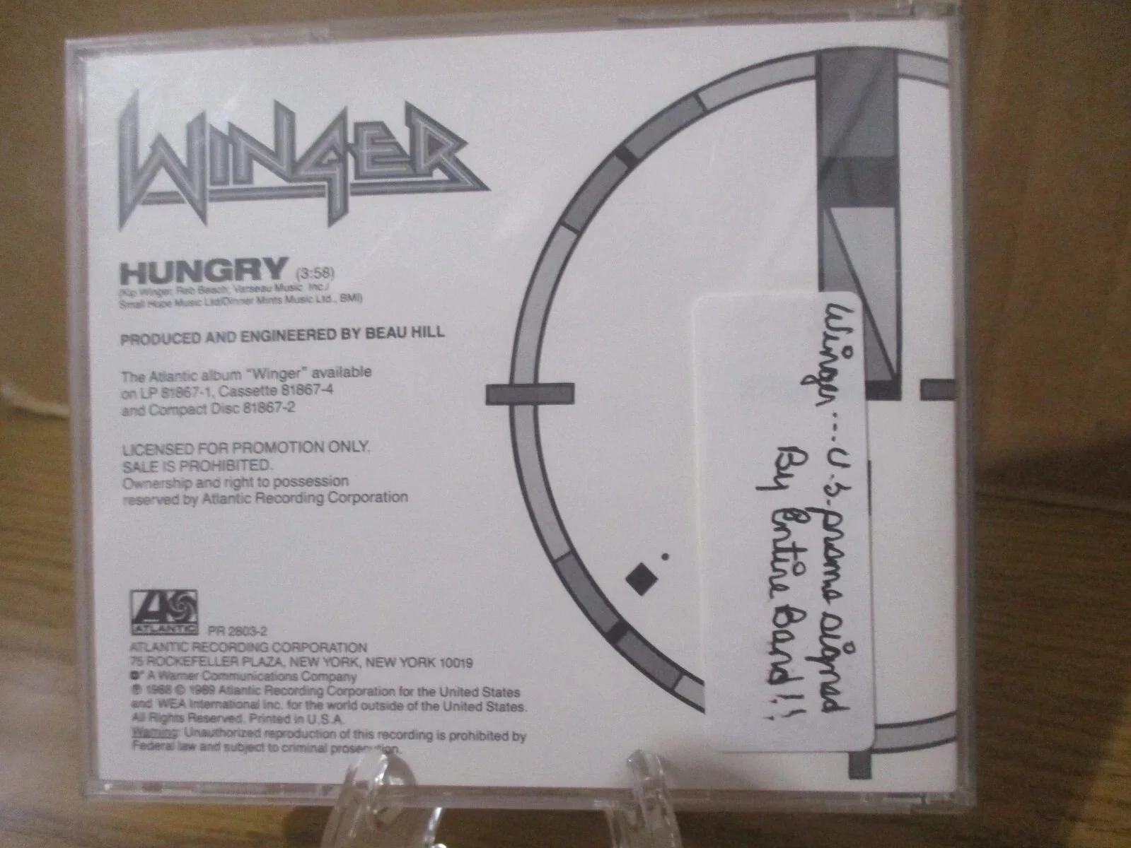 WINGER AUTHENTIC AUTOGRAPHED/SIGNED PROMO CD SINGLE--KIP WINGER + 3, image 4