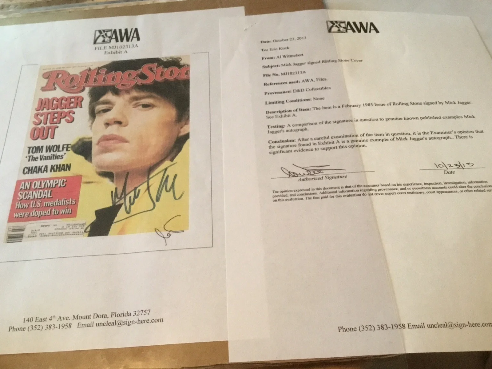 Mick Jagger Signed “Rolling Stone” Magazine 1985, AL Wittnebert UACC authentic, image 3