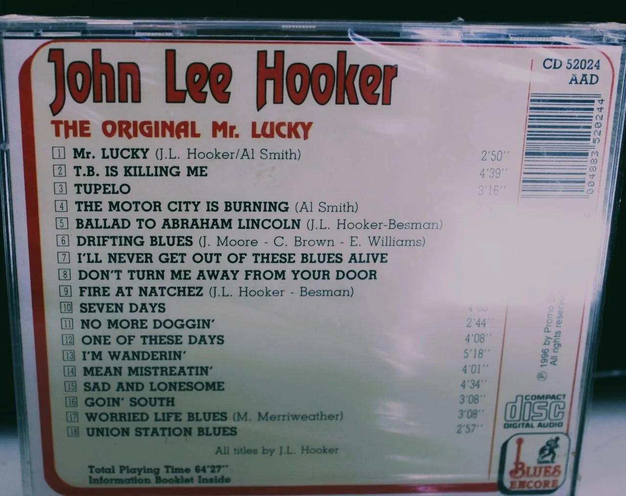 John Lee Hooker The Original Mr. Lucky Blues CD New Sealed FREE SHIPPING USA, изображение 2