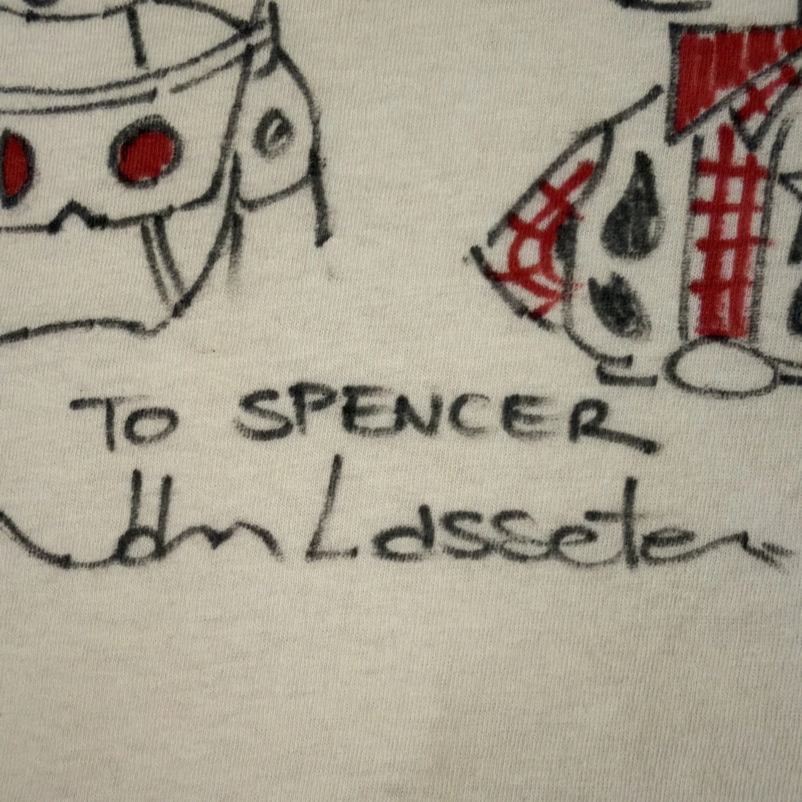 John Lasseter — John Lasseter Signed & Sketched Shirt Toy Story Pixar Woody Buzz Lightyear VTG, изображение 5
