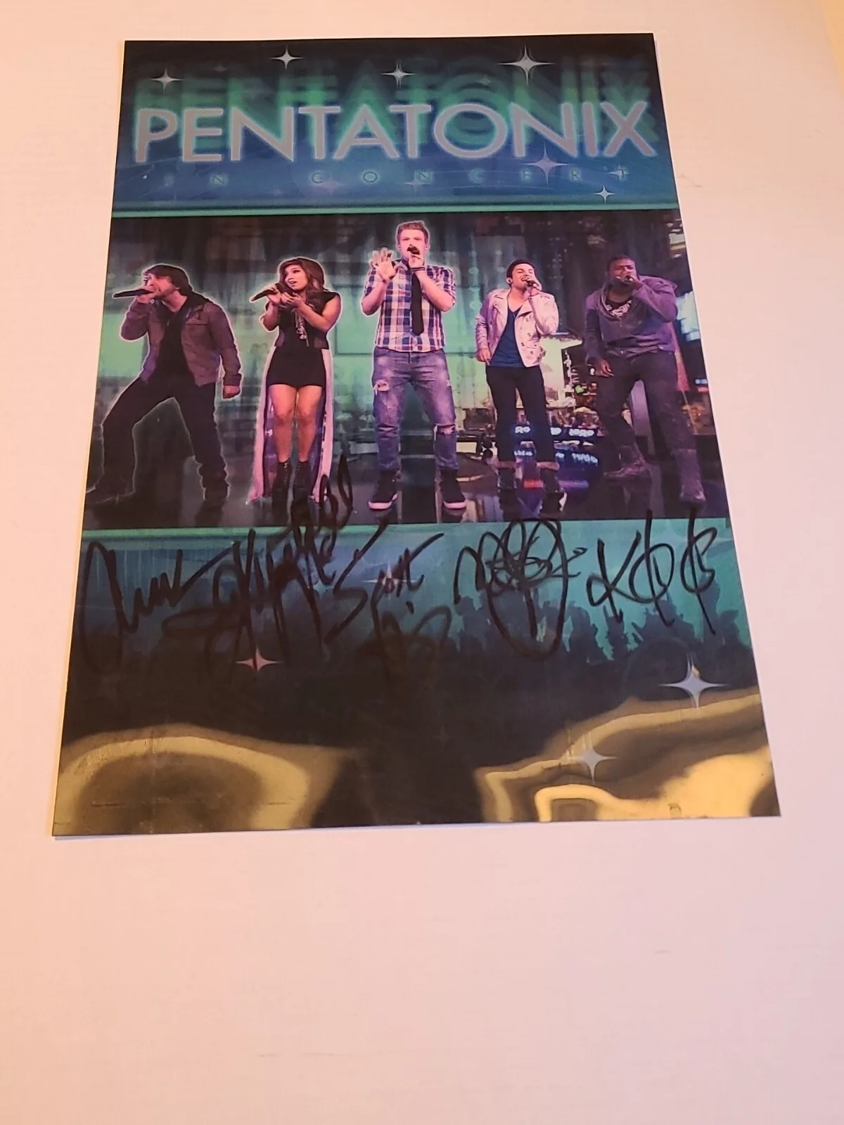 Pentatonix Ptx Signed Autograph VIP tour 11x17 rare 2013 3d Poster, изображение 2