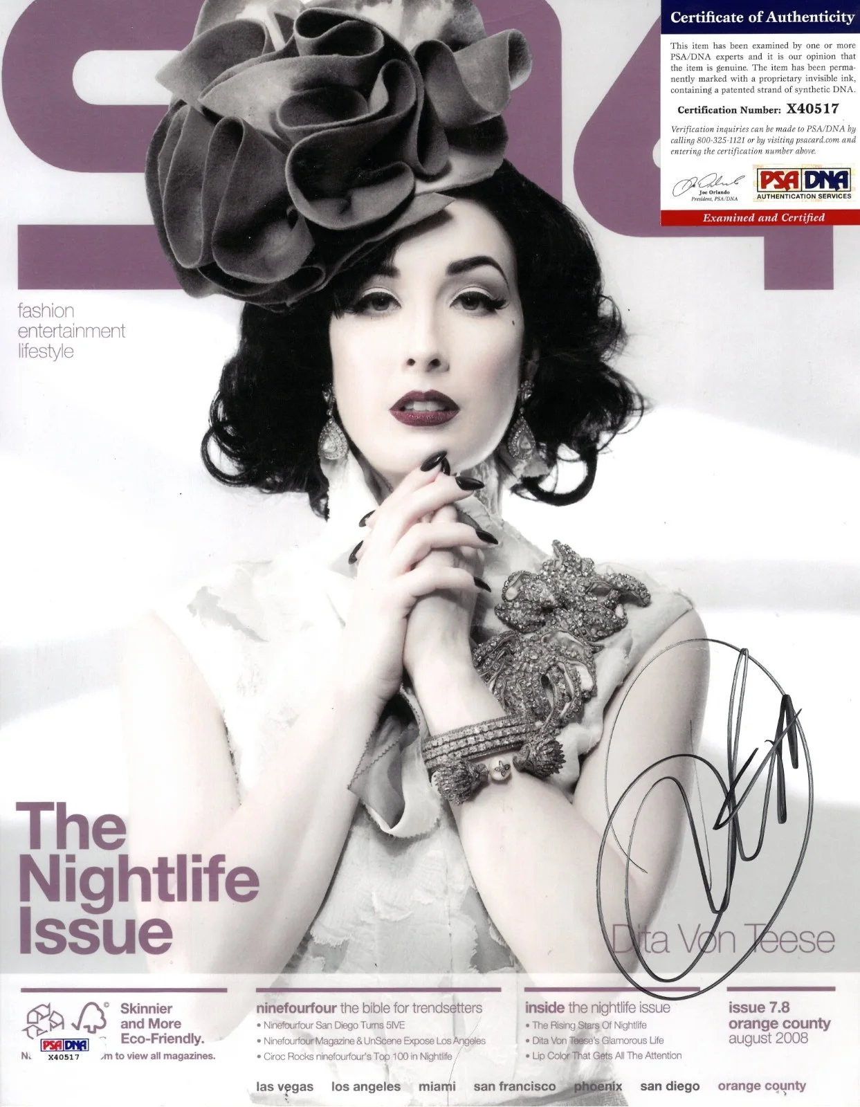Dita Von Teese — Dita Von Teese PSA/DNA COA Signed 11x14 Photo Autographed Burlesque Lovely 517, изображение 2