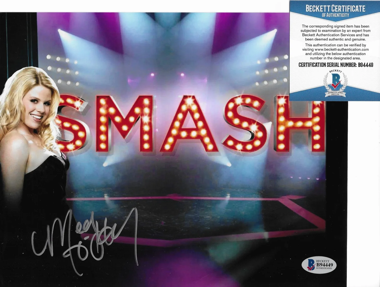 Megan Hilty — Megan Hilty Smash Signed 8x10 Photo Autographed BAS COA Wicked Broadway, изображение 2