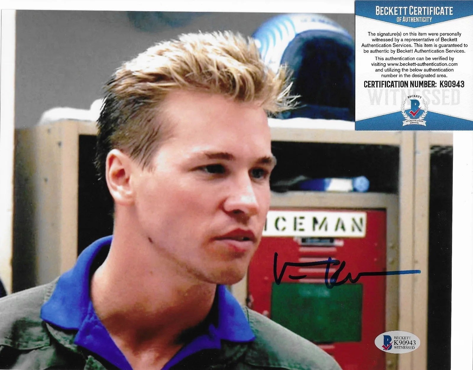 Val Kilmer — Val Kilmer Top Gun Signed 8x10 Photo Autographed BAS COA Iceman Witnessed, image 2