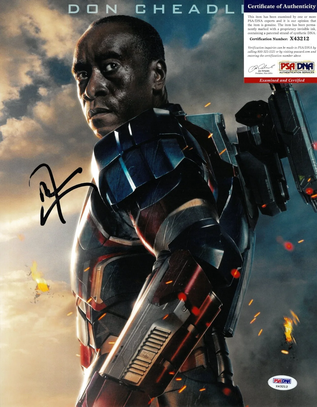 Don Cheadle — Don Cheadle Iron Man Falcon Signed 11x14 Photo Autographed PSA/DNA COA, изображение 2