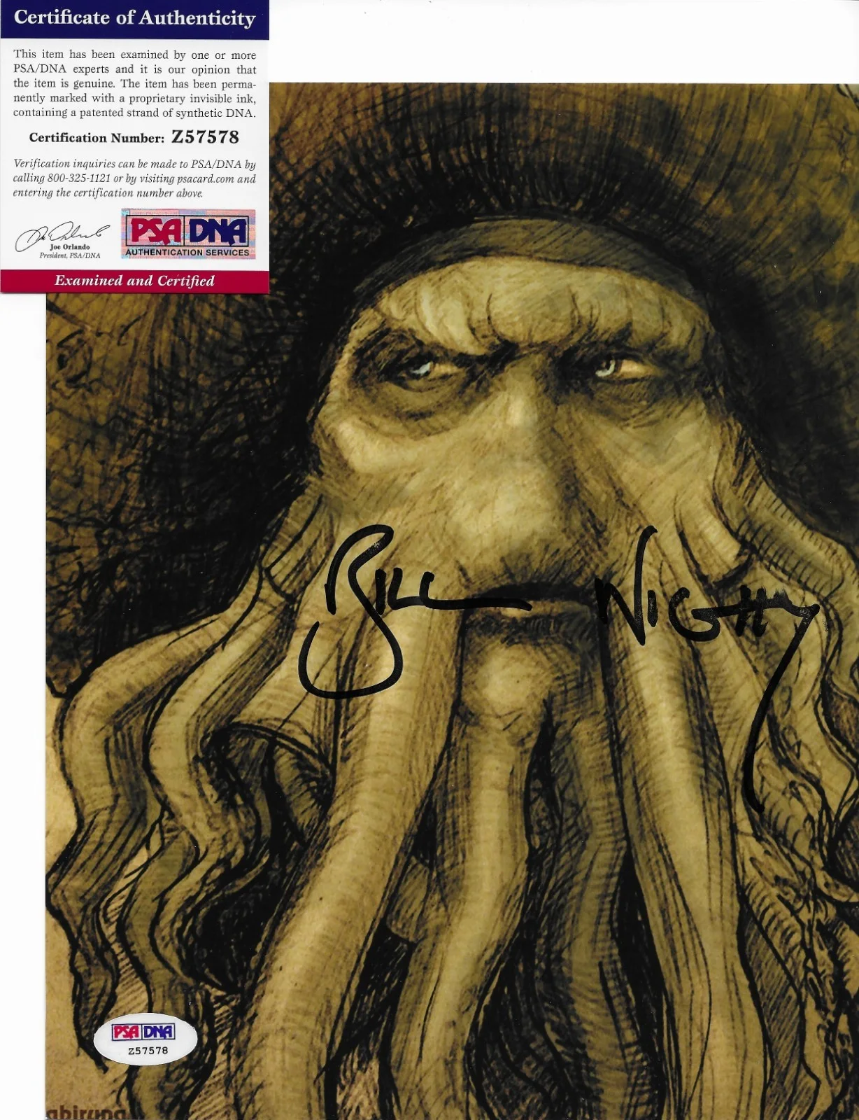 Bill Nighy — Bill Nighy Signed 8x10 Photo Autographed PSA/DNA COA Pirates of Caribbean Davy 8, изображение 2