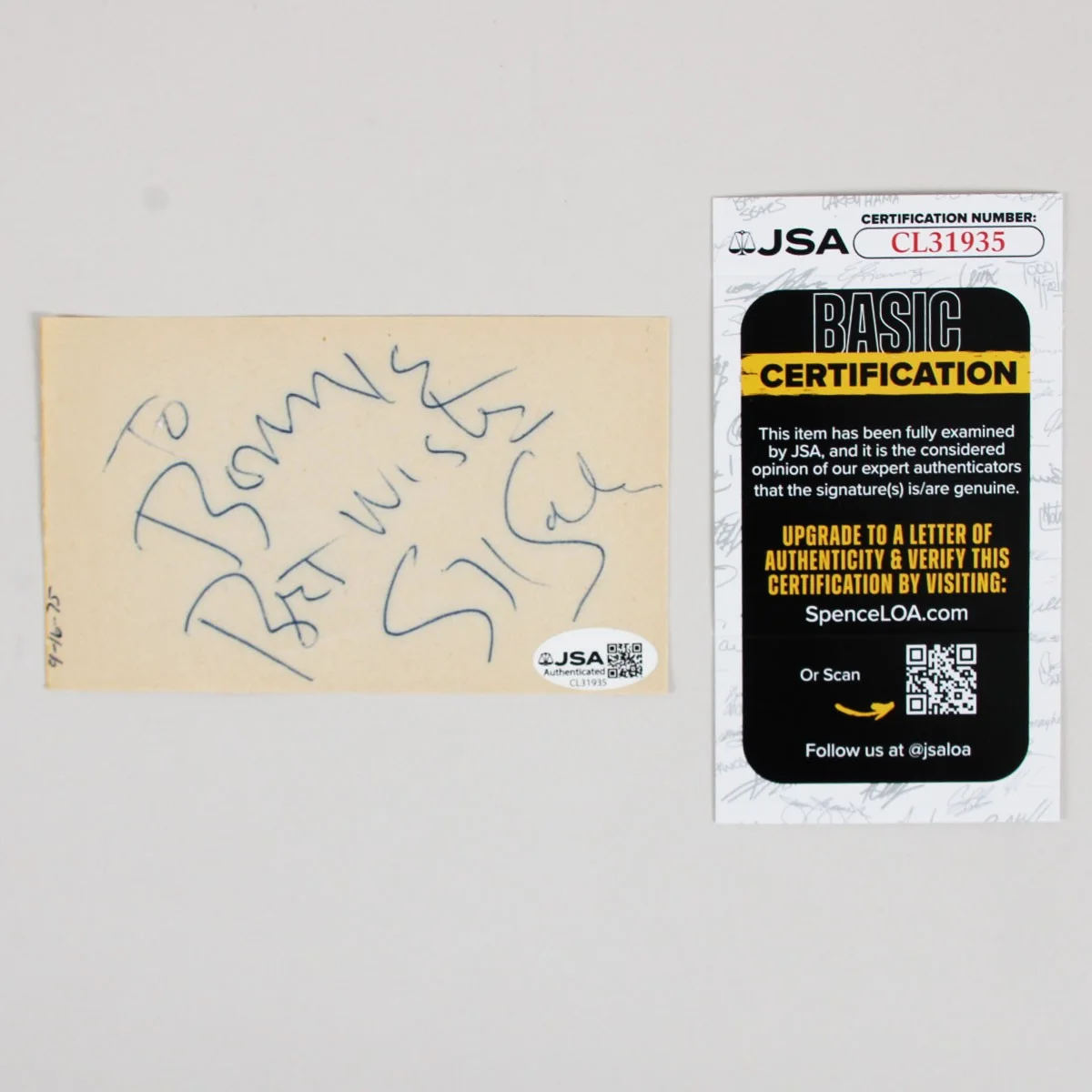 Soupy Sales Signed 3×5 Paper Cut 1970s COA JSA, image 2