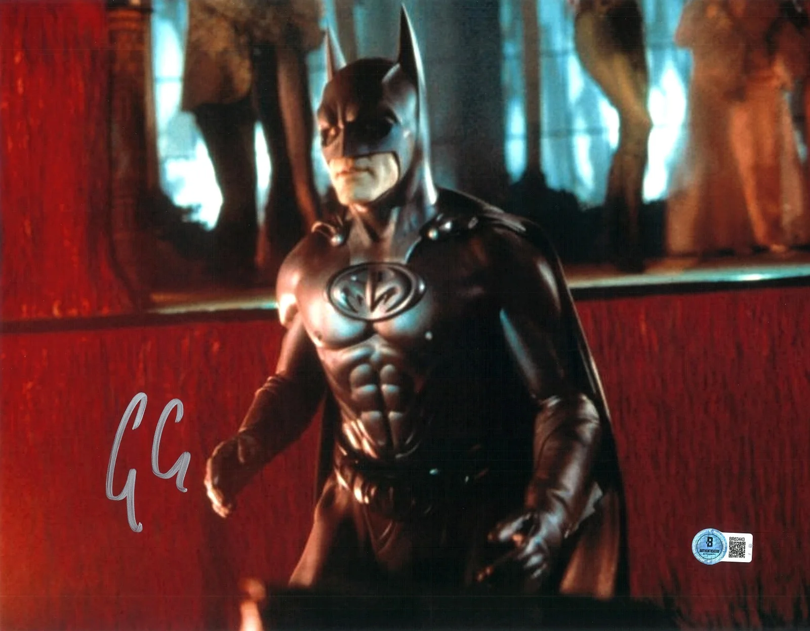 GEORGE CLOONEY — WOW GEORGE CLOONEY SIGNED AUTOGRAPHED BATMAN 11X14 PHOTO BECKETT BAS