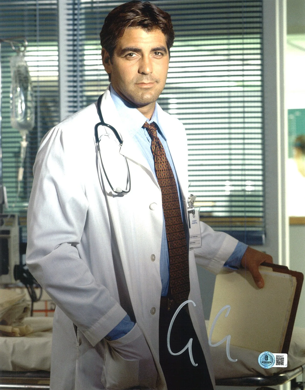 GEORGE CLOONEY — George Clooney Signed Autograph ER 11x14 Photo Beckett BAS