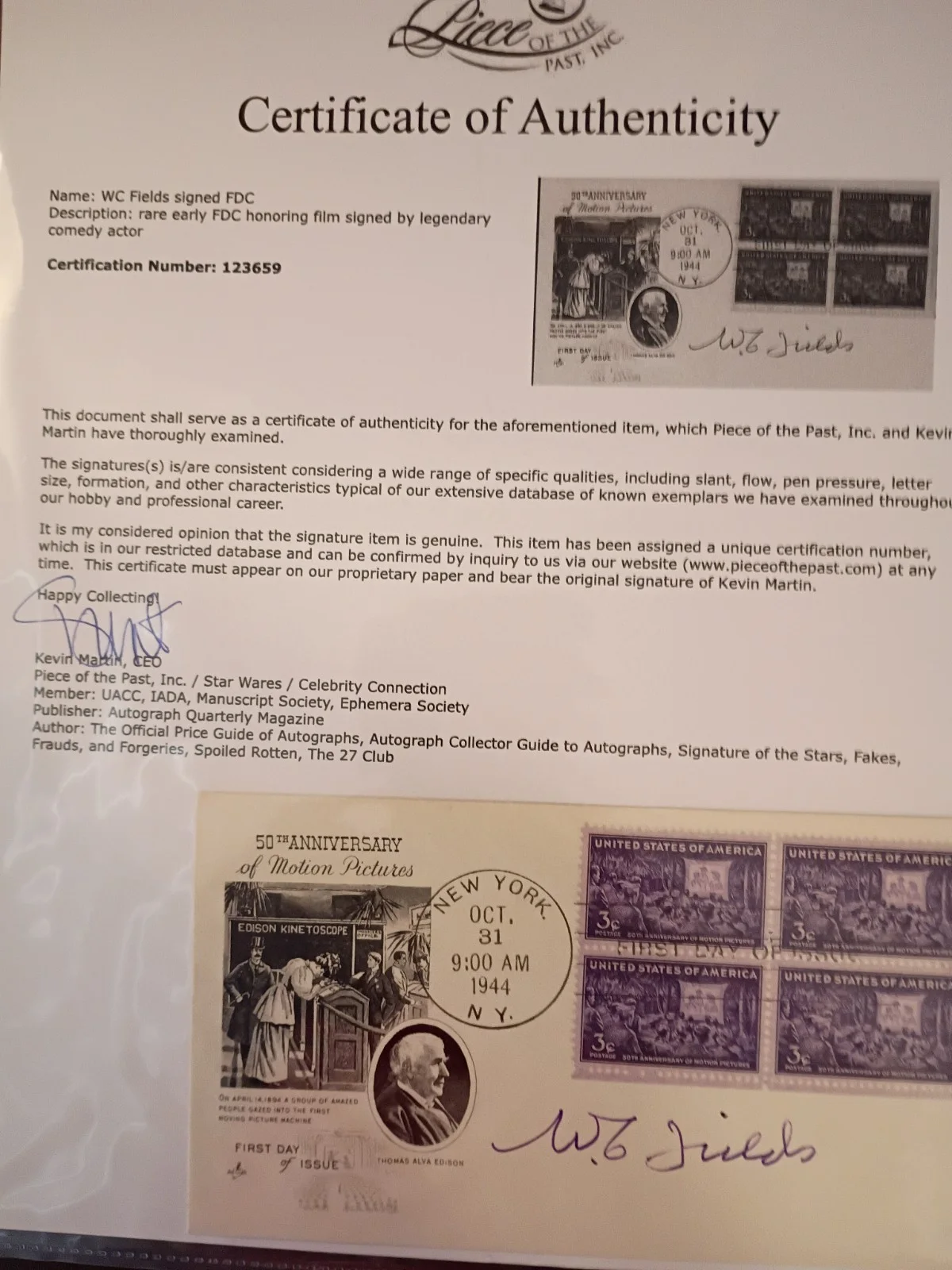 W.C. Fields — W.C. FIELDS Signed Autographed FDC..ACTING & COMEDY LEGEND ...(d.1946) COA, image 3