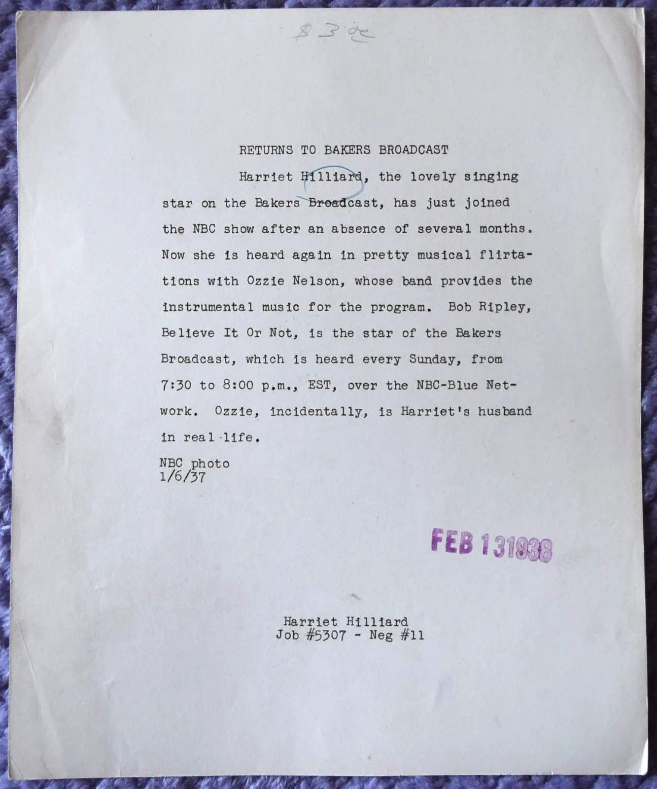 Harriet Hilliard Hand Signed Paper, image 5