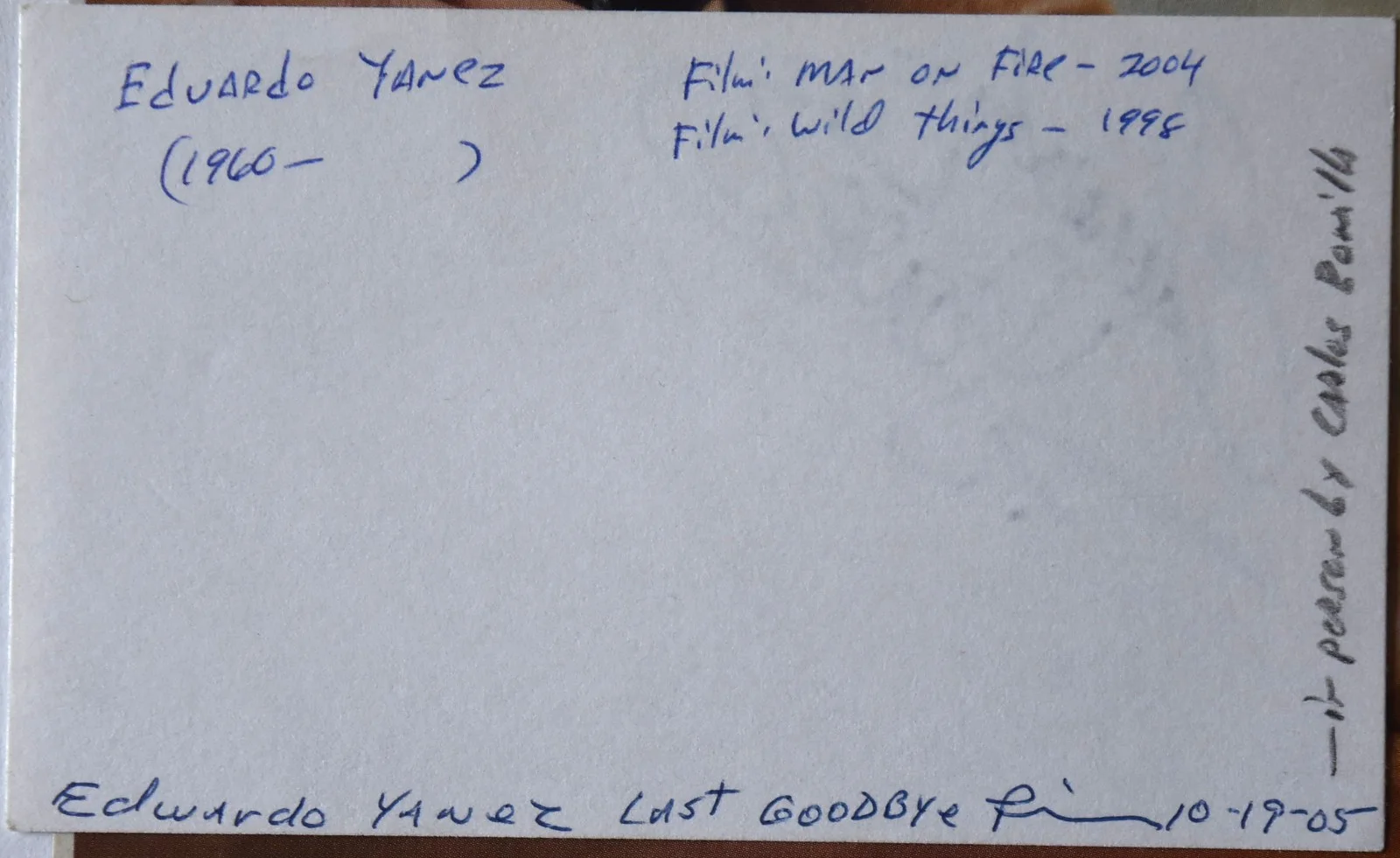 Eduardo Yanez Hand Signed Card, image 3