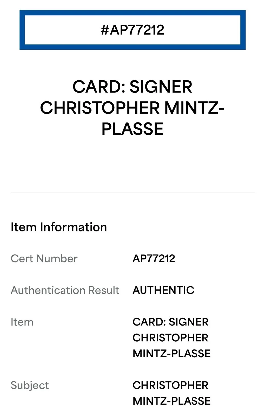 Christopher Mintz-Plazze — CHRISTOPHER MINTZ-PLASSE SIGNED (SUPER BAD)MCLOVIN MOVIE PROP ID PSA AP77212, image 2