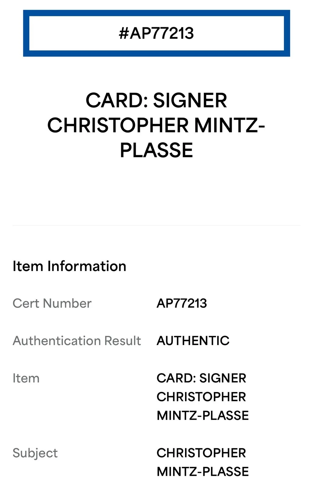 Christopher Mintz-Plazze — CHRISTOPHER MINTZ-PLASSE SIGNED (SUPER BAD)MCLOVIN MOVIE PROP ID PSA AP77213, image 2