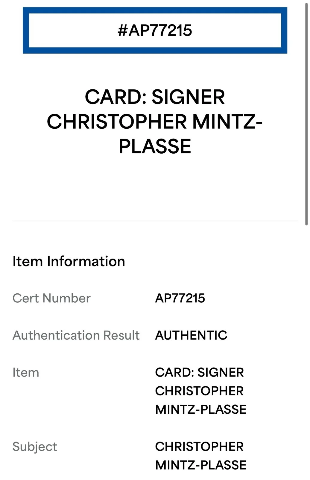 Christopher Mintz-Plazze — CHRISTOPHER MINTZ-PLASSE SIGNED (SUPER BAD)MCLOVIN MOVIE PROP ID PSA AP77215, image 2