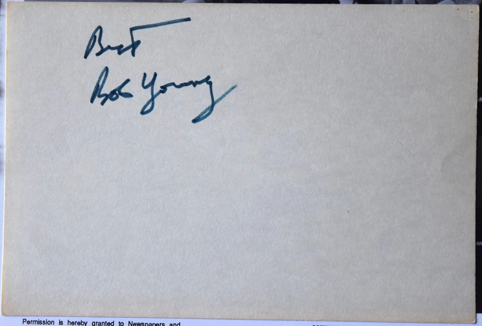 Robert M. Young Hand Signed Card, image 2