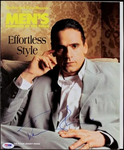Jeremy Irons — Jeremy Irons Authentic Signed Ny Times Mens Fahion Mag Cover PSA/DNA #J00154, изображение 2