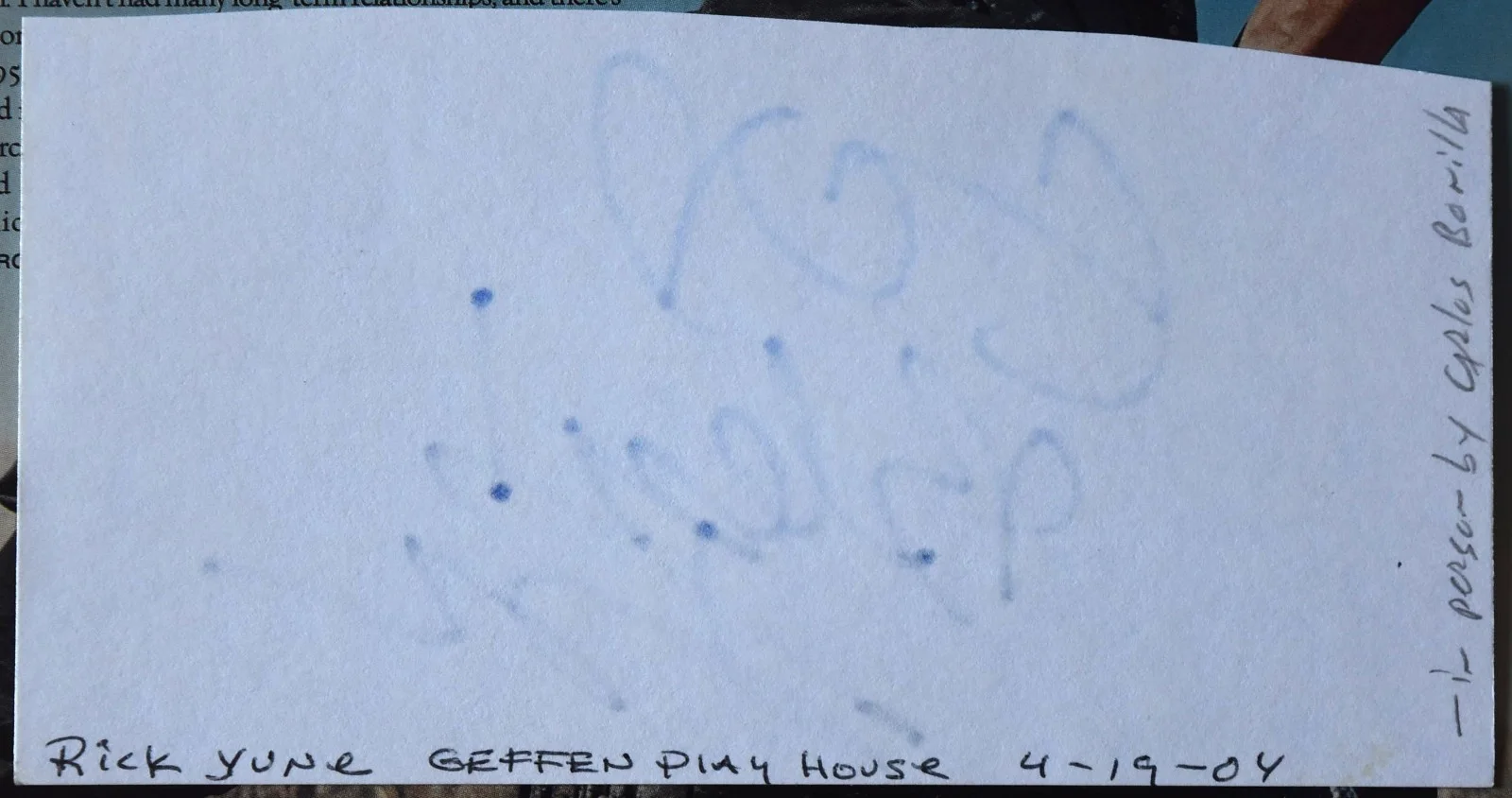 Rick Yune Hand Signed Card, image 3