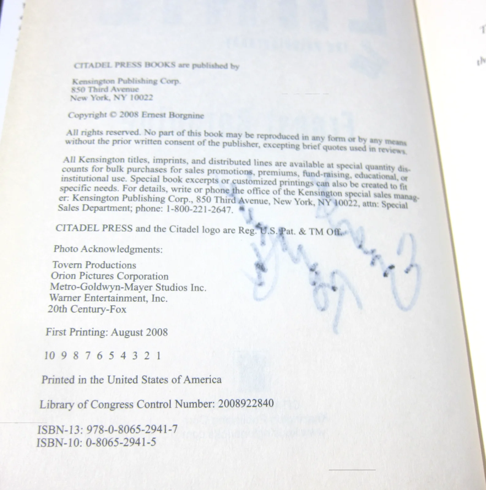 Ernest Borgnine — Ernie The Autobiography by Ernest Borgnine Signed HC Very Good, изображение 4