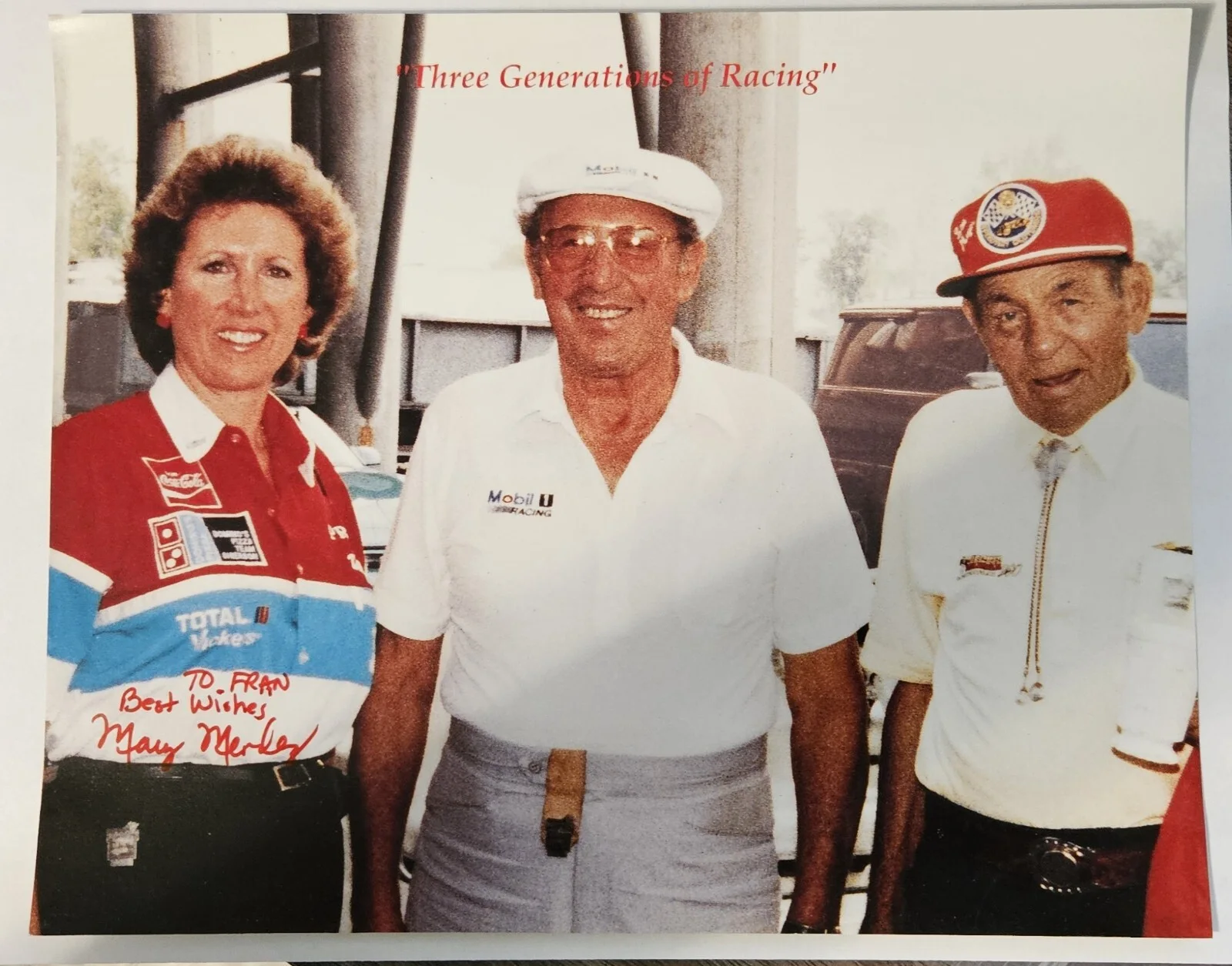 Mary Bignotti Mendez — Photo of 3 Generations of Racing Speedway Autograph by Mary Bignotti Mendez