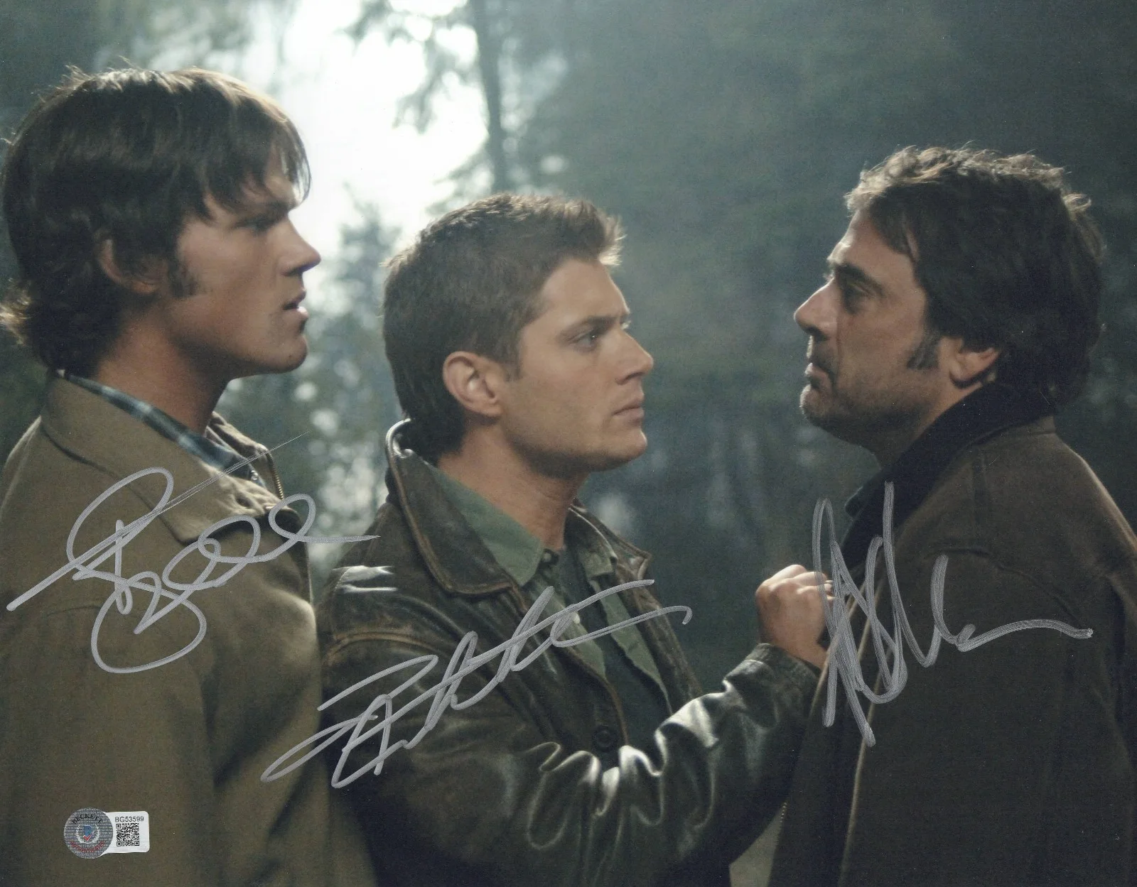 JENSEN ACKLES JARED PADALECKI JEFFREY DEAN MORGAN — JENSEN ACKLES JARED PADALECKI +1 CAST SIGNED SUPERNATURAL 11X14 PHOTO BECKETT