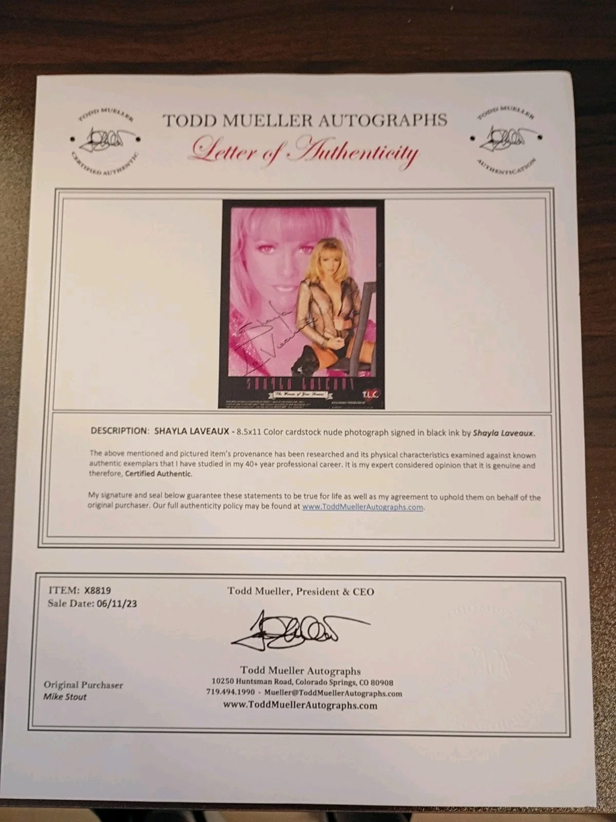 Shayla LaVeaux — SHAYLA LaVEAUX Signed 8.5x11 Photo..ADULT FILM LEGEND..Mueller COA, изображение 5