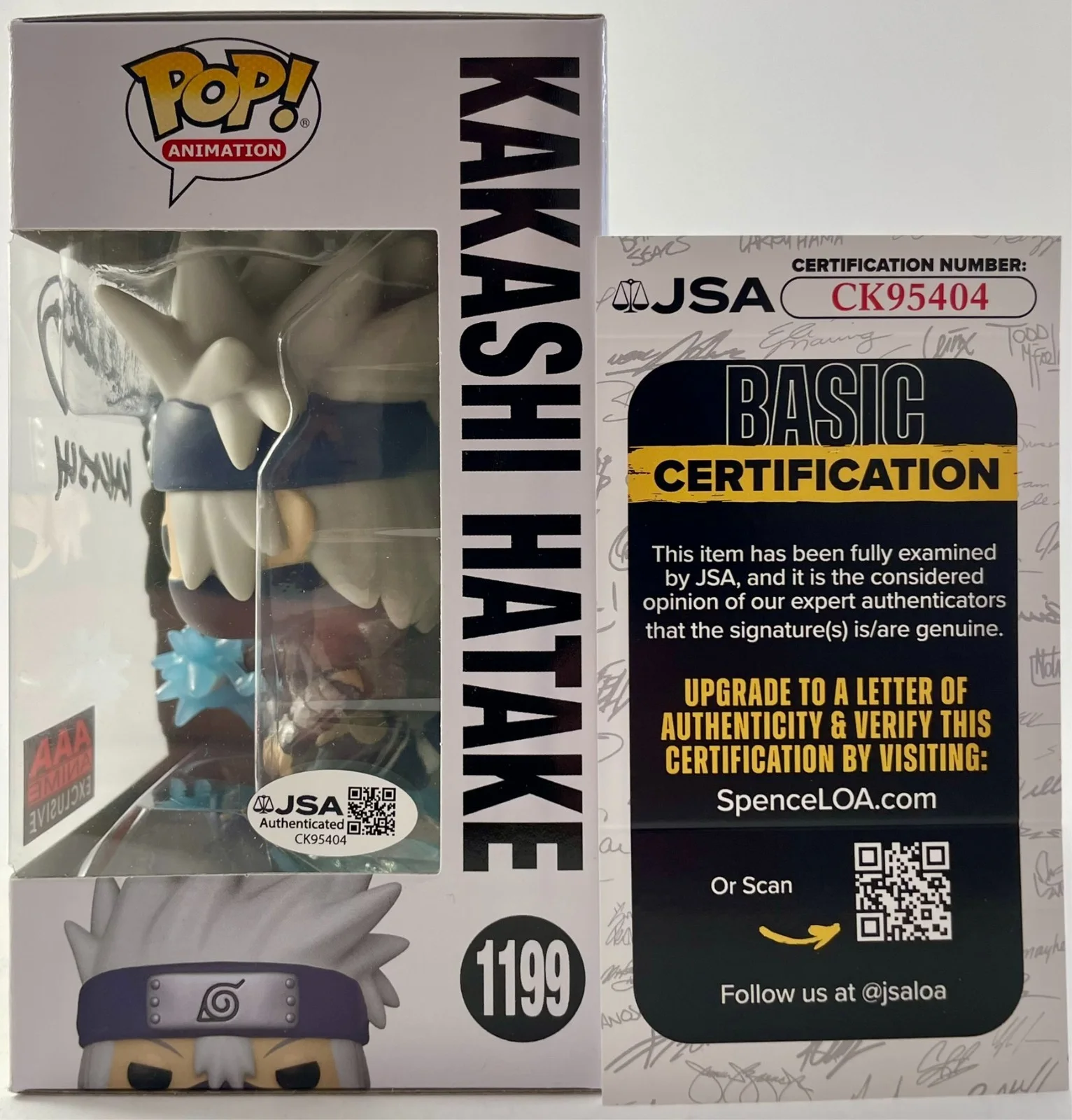 Dave Wittenberg — Dave Wittenberg Signed Naruto Shippuden Kakashi Hatake AAA AE Funko POP! JSA COA, image 3