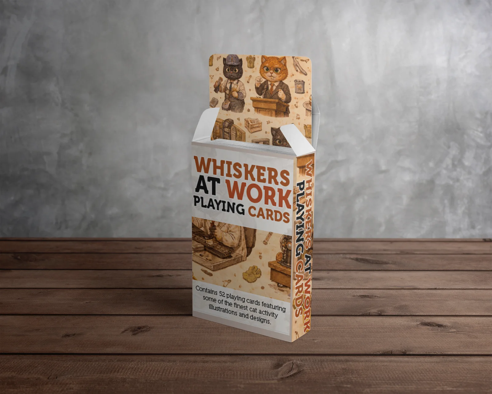 Whiskers At Work Playing Cards – Cute Cat Illustrated Deck Gift Game, image 3