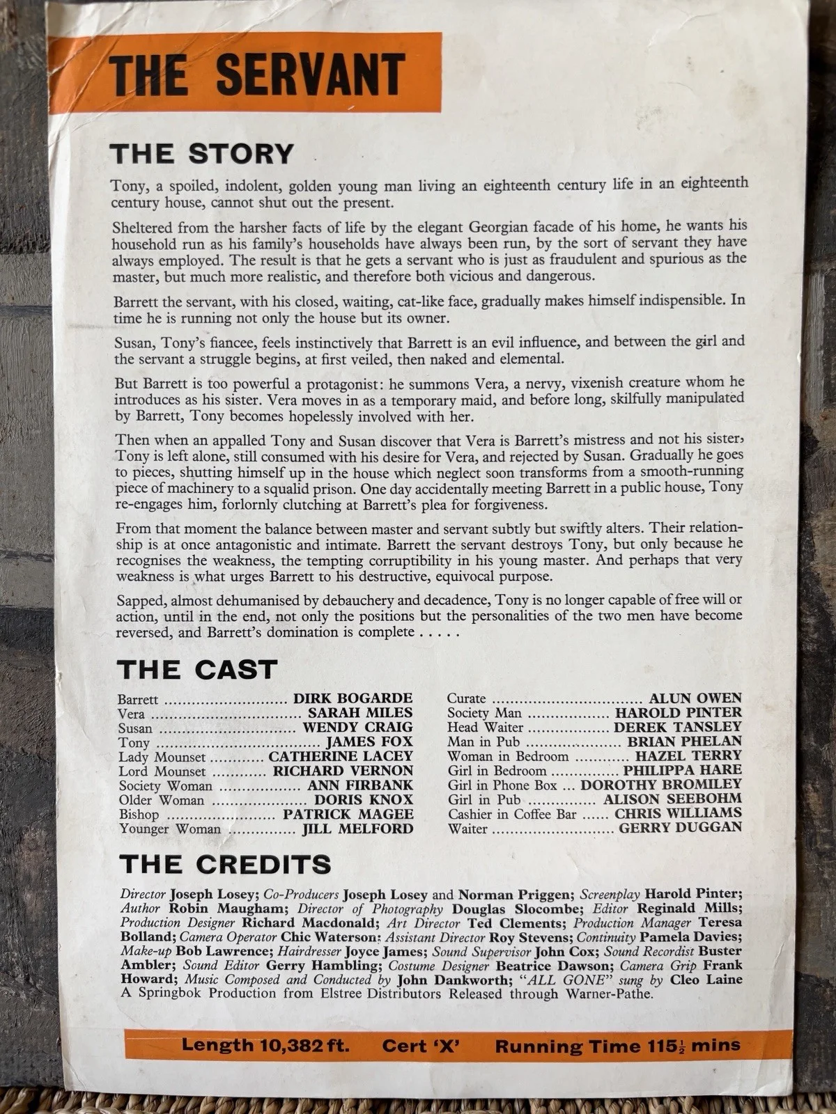The Servant Original Promotional One Sheet Press Release, image 5