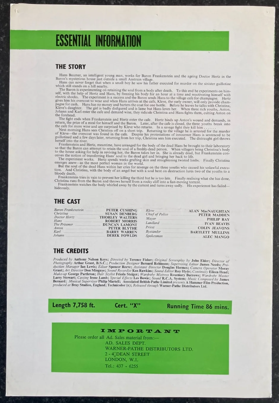 FRANKENSTEIN CREATED WOMAN 1967 Original Movie Large UK Campaign Press Book Rare, изображение 2