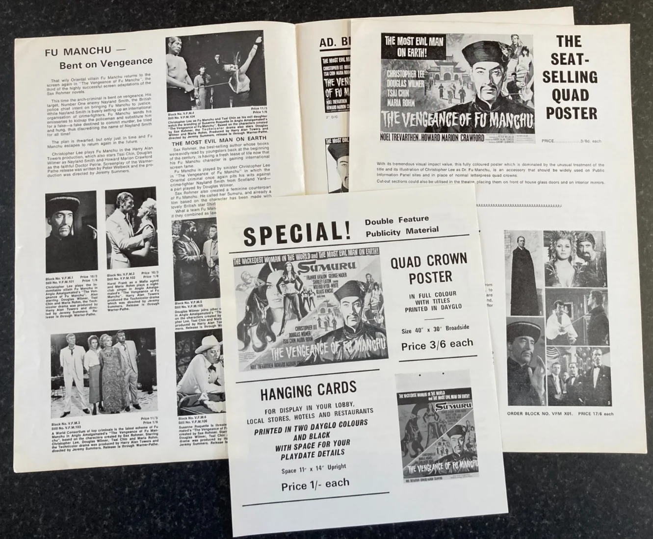 THE VENGEANCE OF FU MANCHU 1967 Original Movie Large UK Campaign Press Book, изображение 3