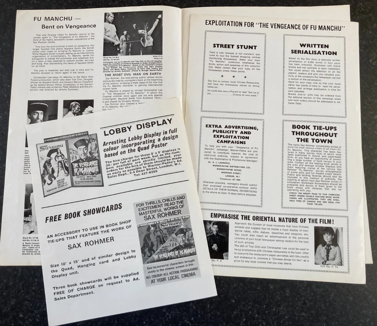 THE VENGEANCE OF FU MANCHU 1967 Original Movie Large UK Campaign Press Book, изображение 4