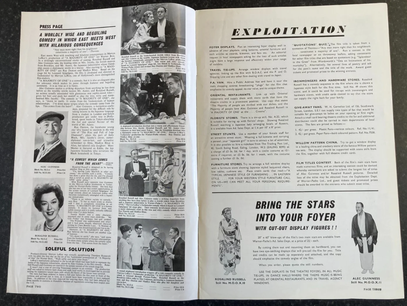 A MAJORITY OF ONE 1961 Original Movie Large UK Campaign Press Book Alec Guinness, изображение 3