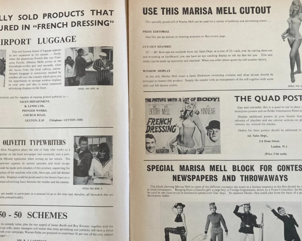FRENCH DRESSING 1964 Original Movie Large UK Campaign Press Book - Marisa Mell, изображение 4