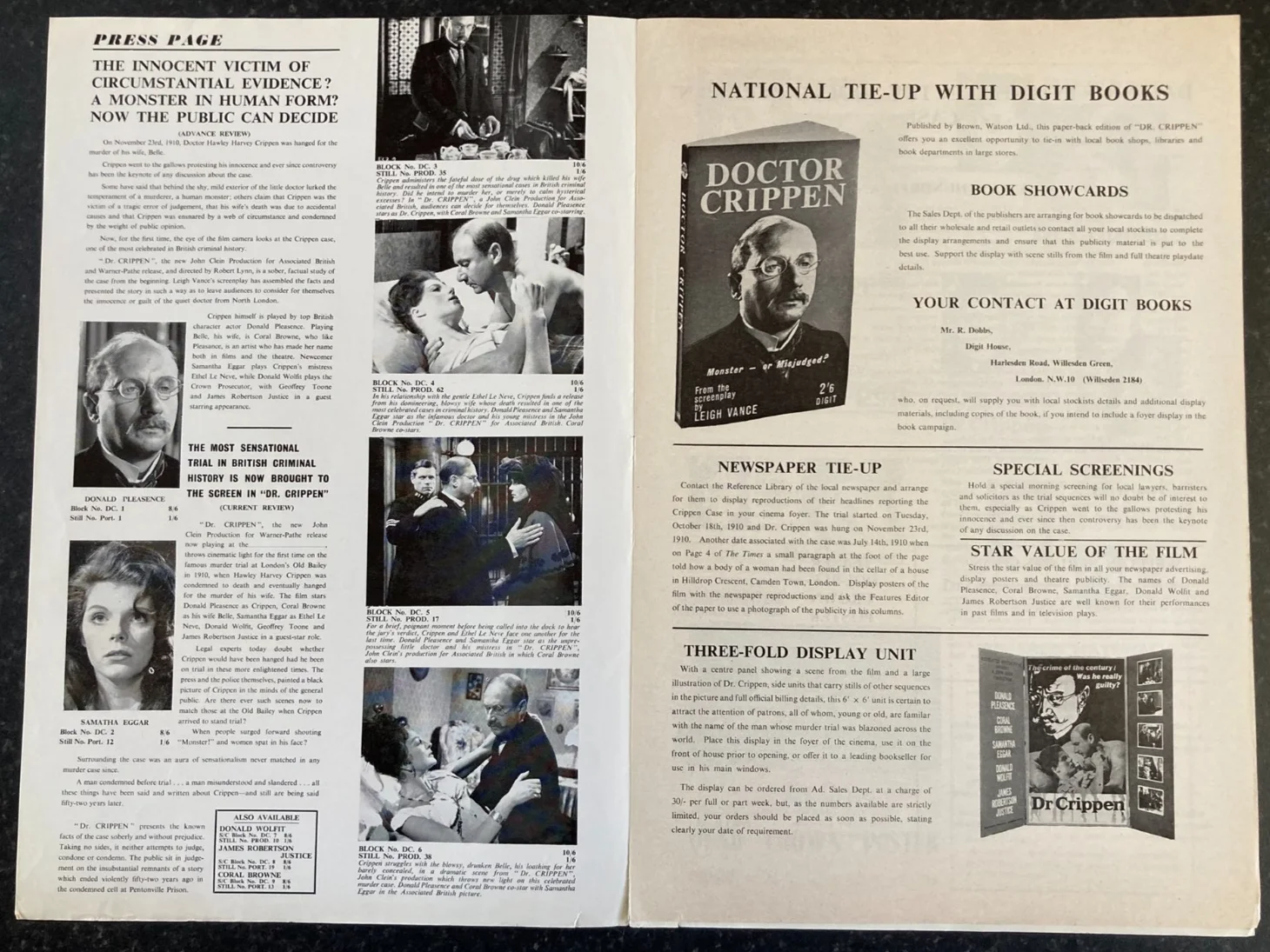 DR CRIPPEN 1963 Original Movie Large UK Campaign Press Book (Warner Version), image 3