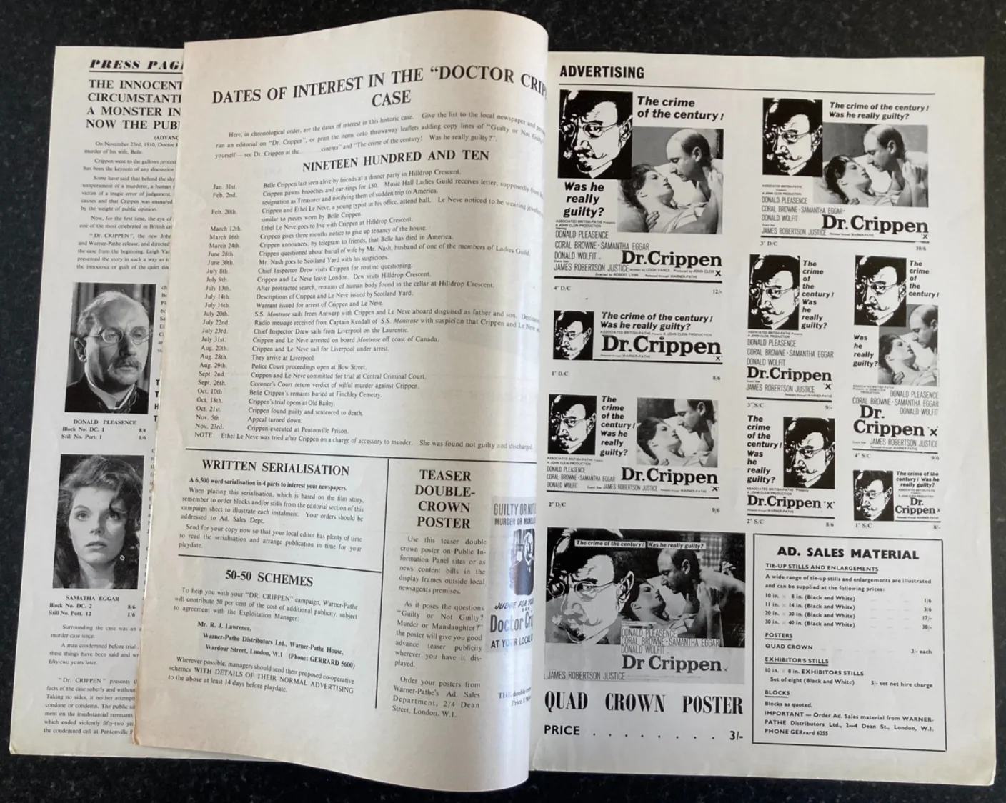 DR CRIPPEN 1963 Original Movie Large UK Campaign Press Book (Warner Version), image 4