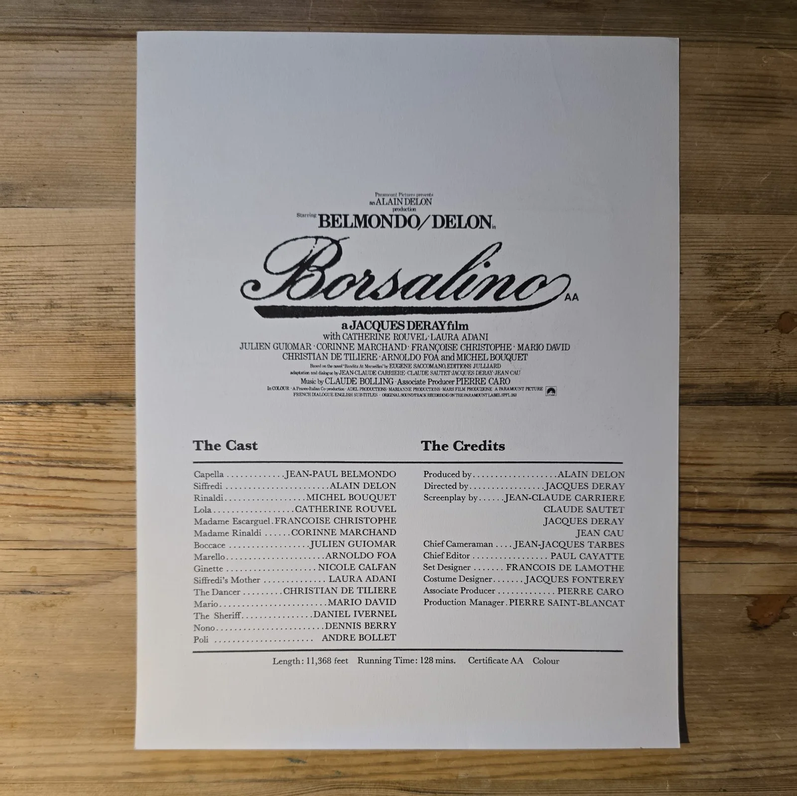 BORSALINO press sheet 1970 Alain Delon Jean-Paul Belmondo Catherine Rouvel, изображение 2