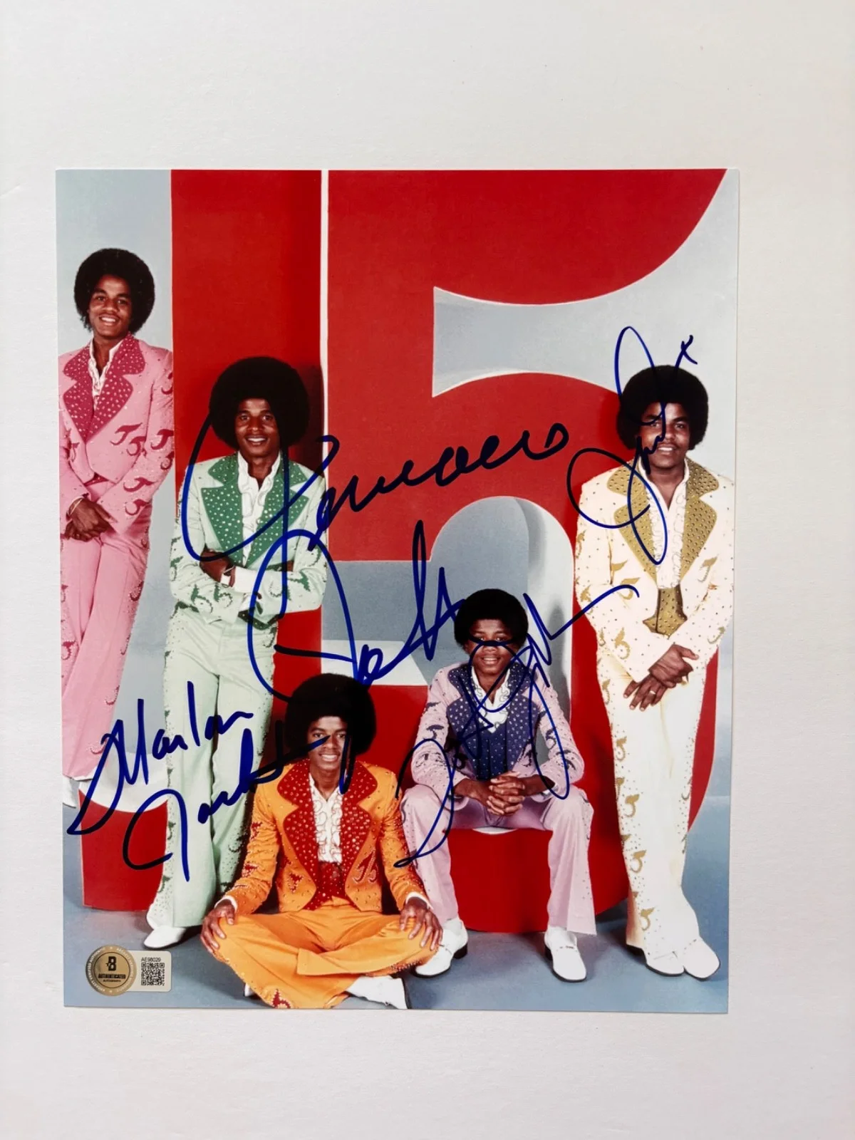 JACKSON 5 BAND SIGNED 8X10 PHOTO MICHAEL FAMILY JACKIE TITO JERMAINE MARLON BAS, изображение 2