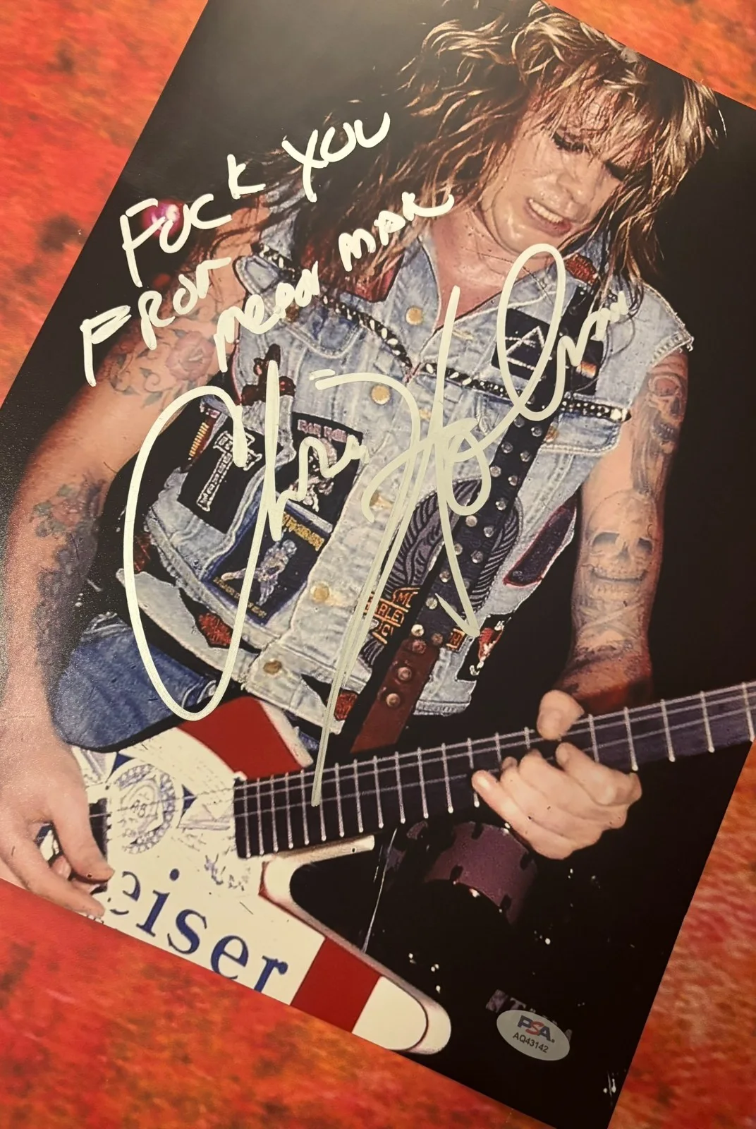 PSA W.A.S.P. Band Guitarist * CHRIS HOLMES * Signed 11x14 Photo COA, изображение 3