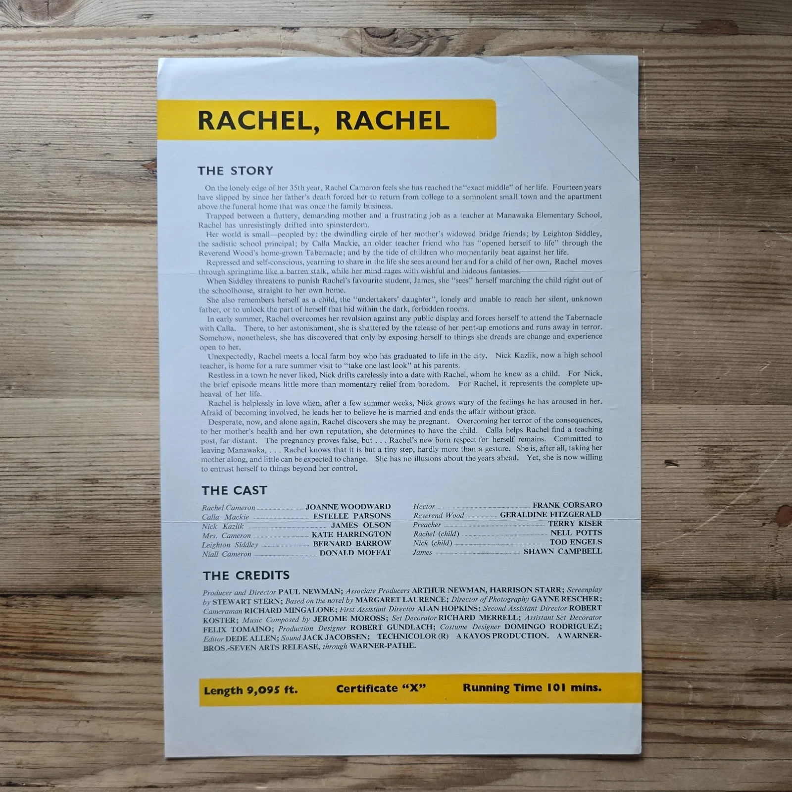 RACHEL, RACHEL press sheet 1969 Joanne Woodward Estelle Parsons Paul Newman, изображение 2