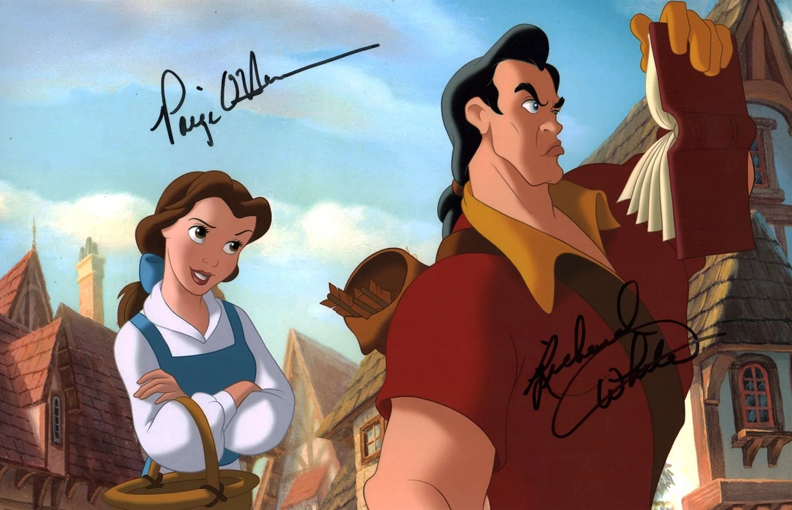Richard White, Paige O'Hara — Disney Beauty and the Beast 11x17 Photo Poster Signed x2 White +1 JSA Cert Auto