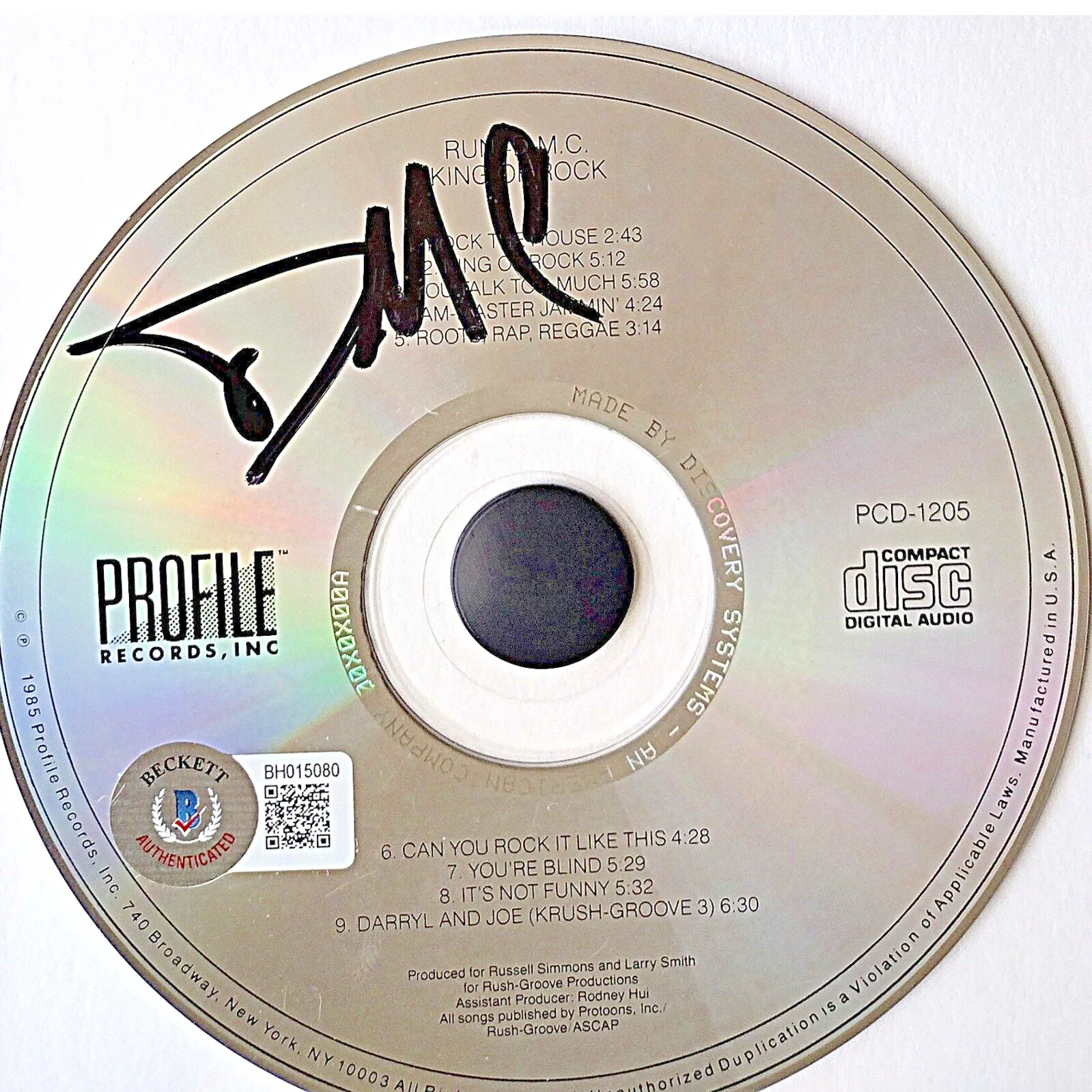 Darryl DMC McDaniels — Run DMC Signed King of Rock CD Framed Beckett BAS COA Darryl McDaniels Hip Hop, изображение 2