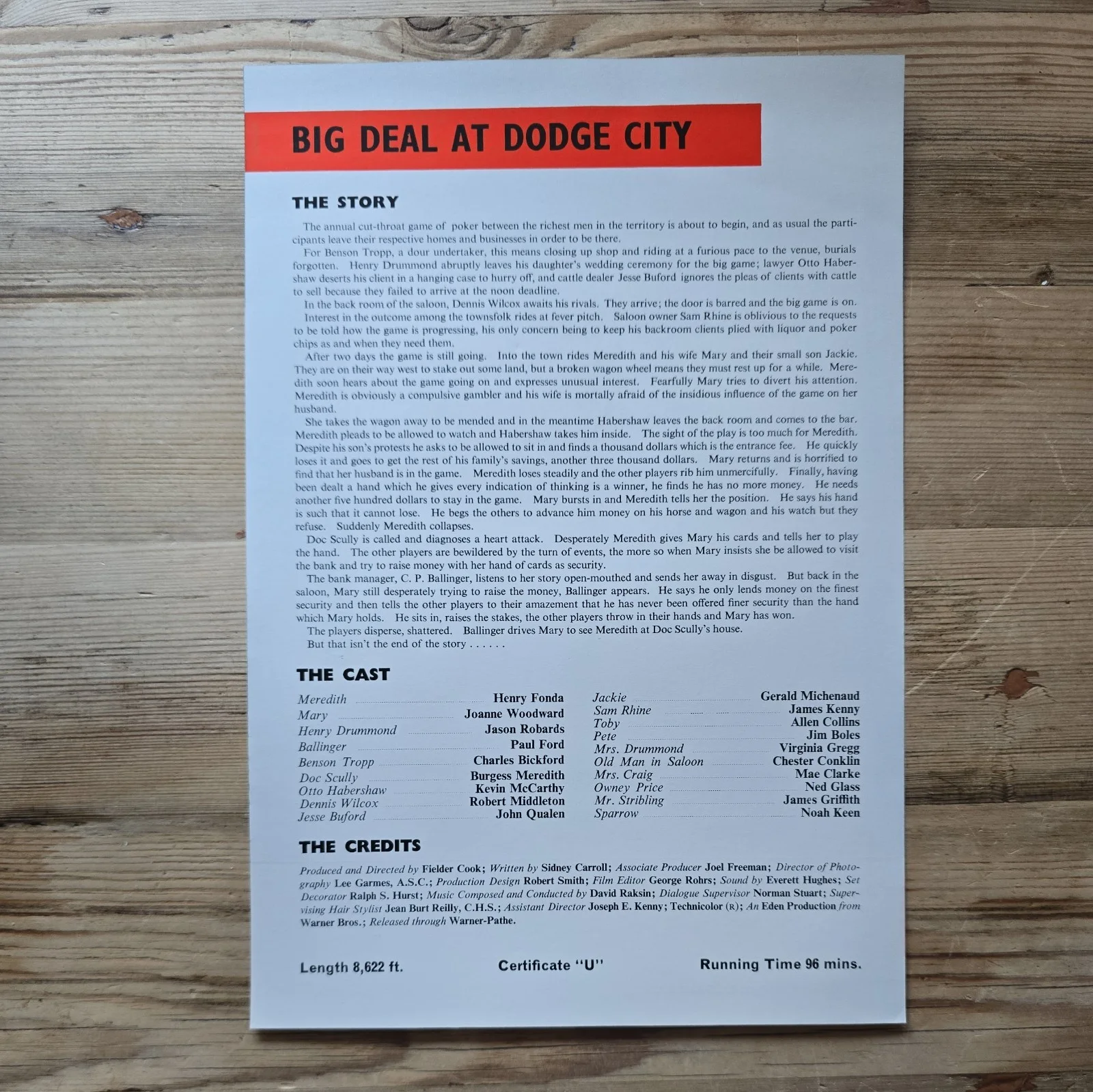BIG DEAL AT DODGE CITY press sheet 69 Henry Fonda Joanna Woodward Jason Robards, изображение 2