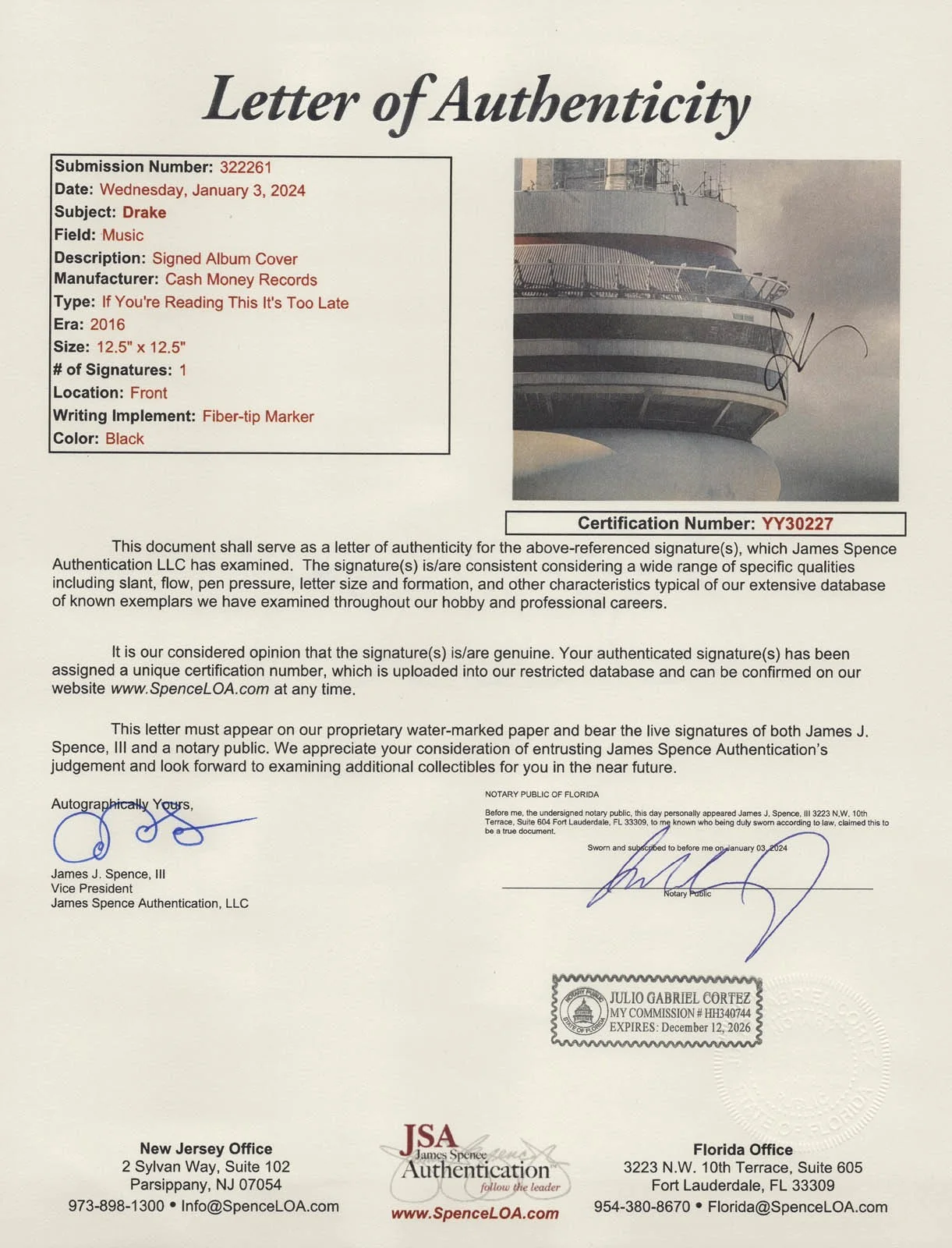DRAKE — DRAKE signed "VIEWS" Vinyl Album EXACT PROOF Iceman Aubrey Graham JSA LOA Rare, image 2