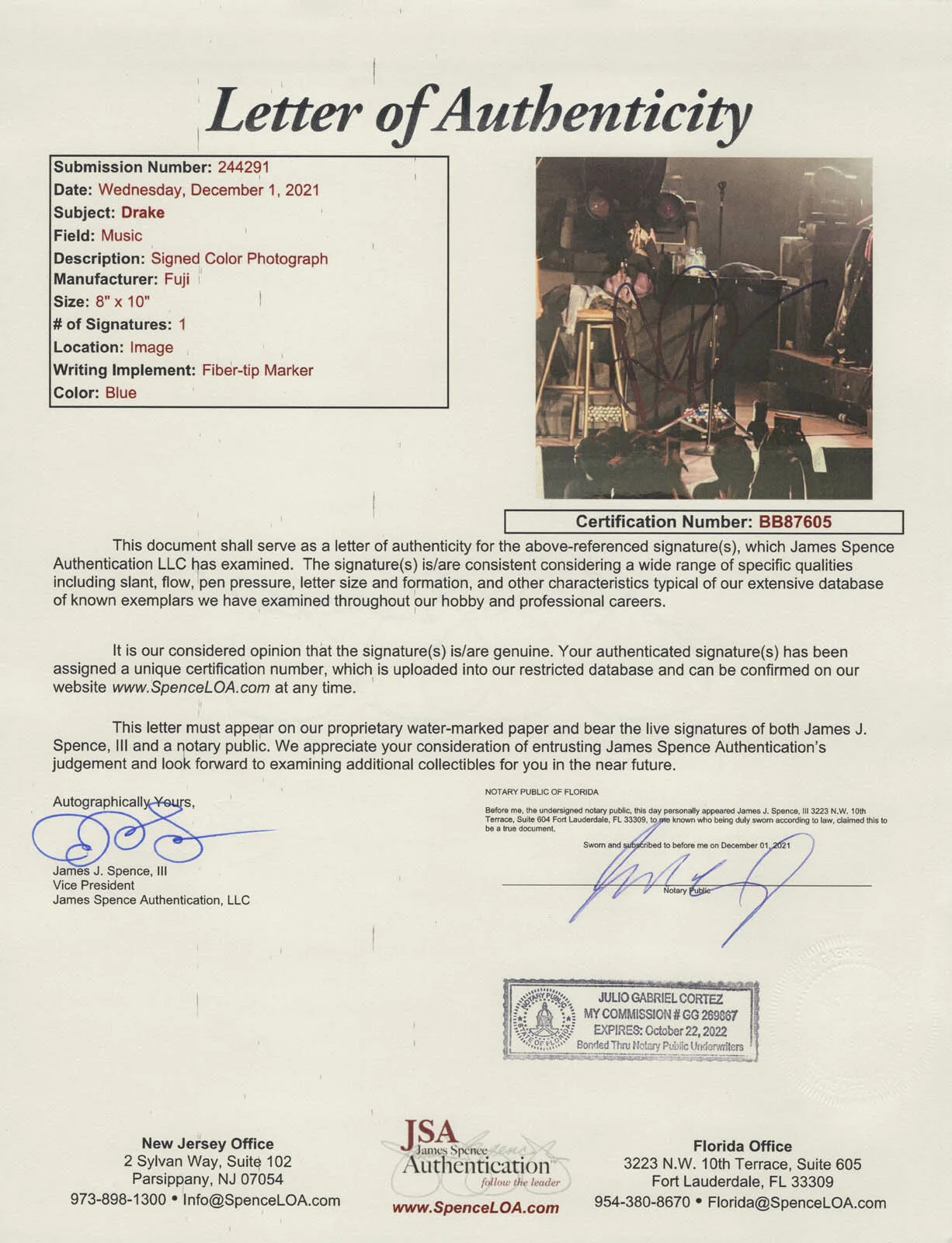 DRAKE — DRAKE signed "OVO FEST JAY-Z" 8x10 Photo Proof RAPPER Aubrey Graham JSA LOA Rare, изображение 2