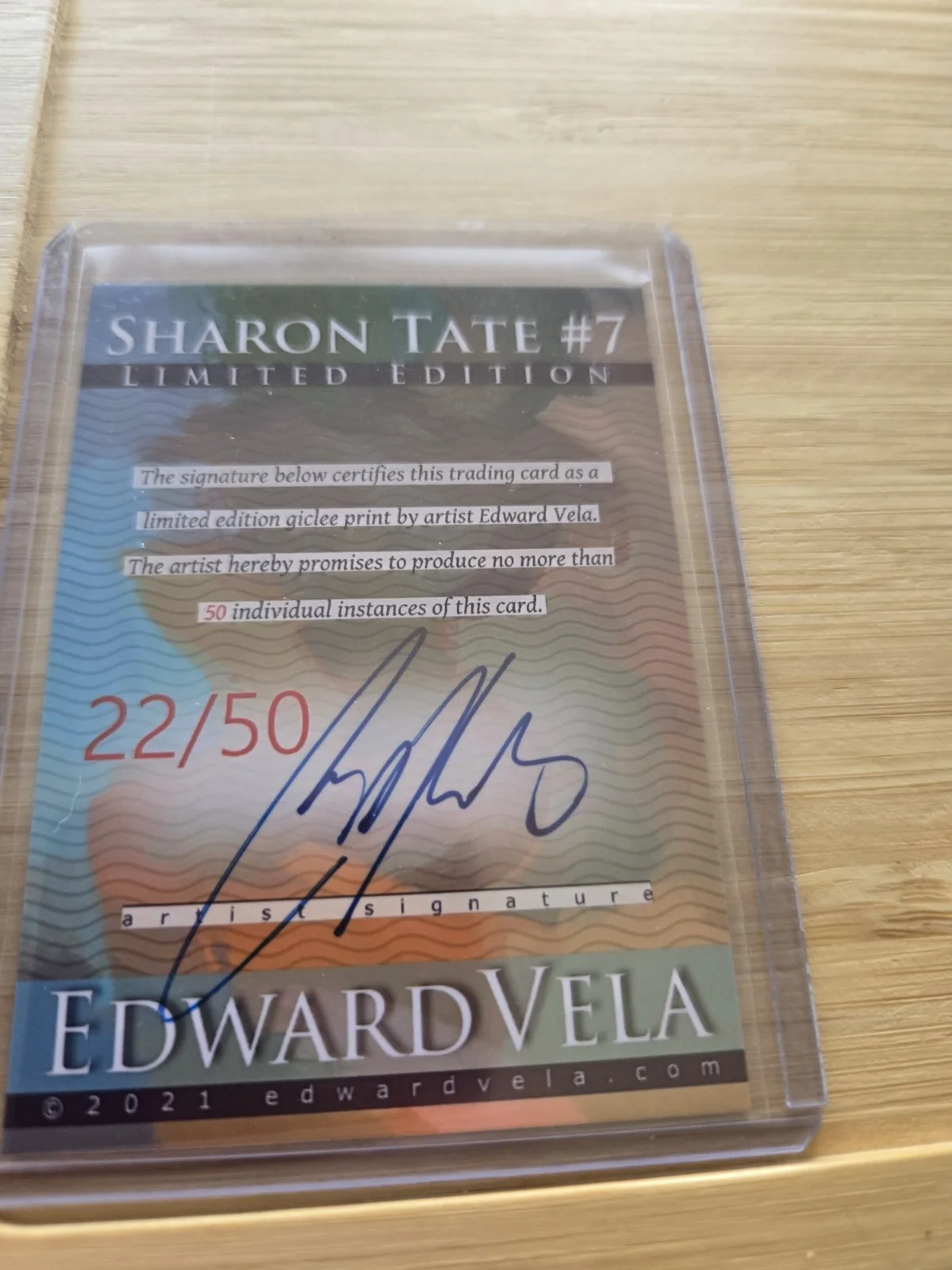 Sharon Tate #7 Art Card Limited 2u/50 Edward Vela Signed, image 2