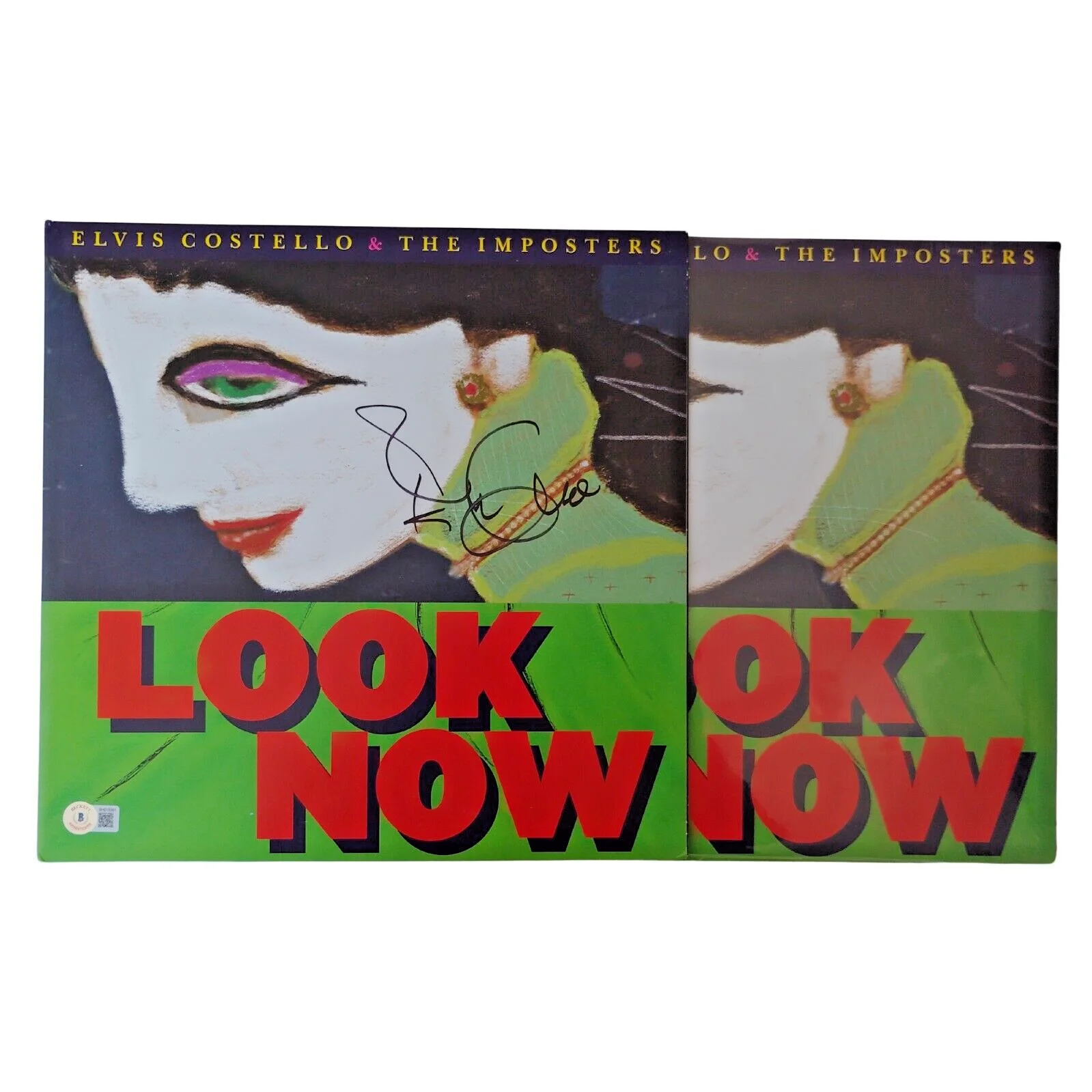 Elvis Costello — Elvis Costello Signed Look Now Vinyl Beckett BAS COA Record Album Autograph, image 5