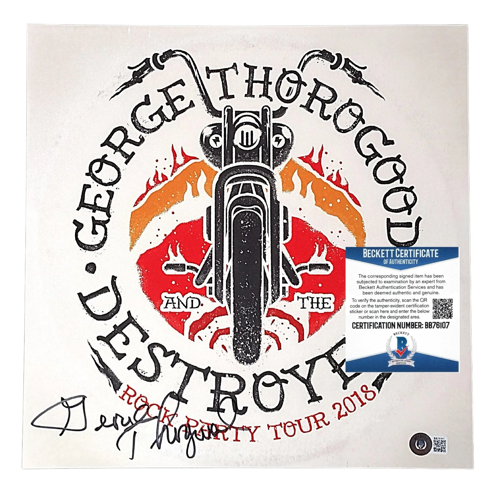 George Thorogood — George Thorogood Signed Party Tour 2018 12x12 Album Flat Poster Beckett BAS COA