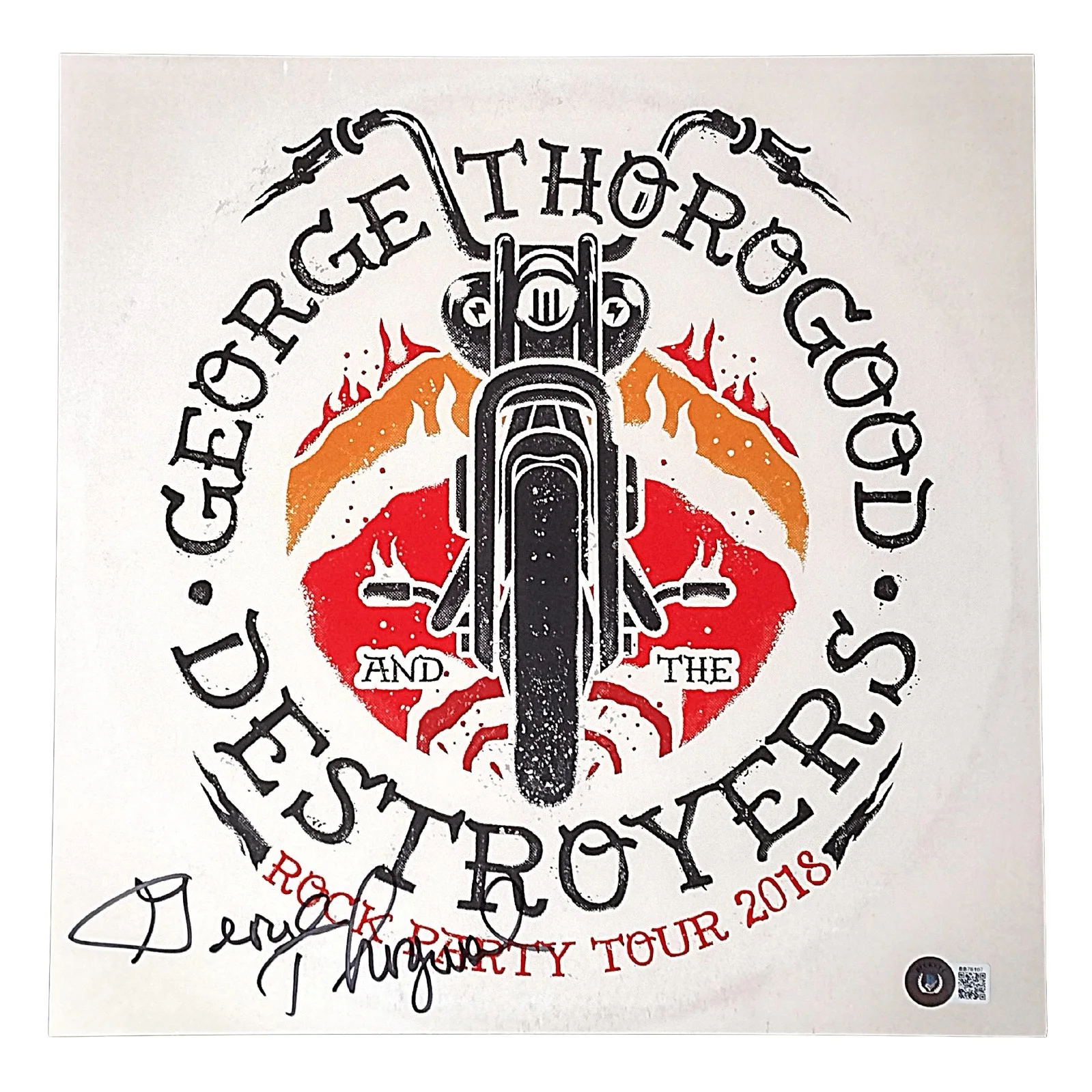 George Thorogood — George Thorogood Signed Party Tour 2018 12x12 Album Flat Poster Beckett BAS COA, изображение 2